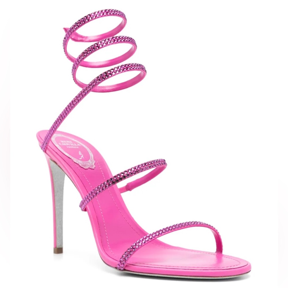 Rene Caovilla Vibrant Pink Spiral Heels